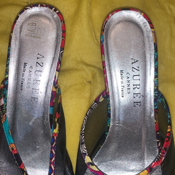 Azuree Cannes Size 5.5 Beaded Mesh Open Toe Chunk Heels - Picture 6 of 16